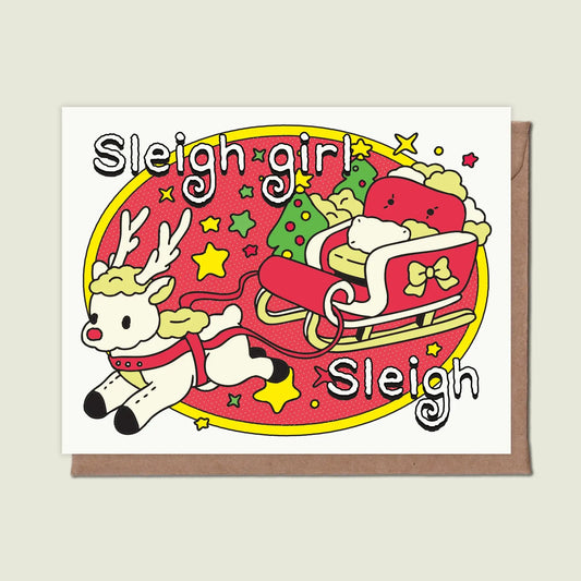 Sleigh Girl Sleigh Greeting Card