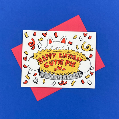 Happy Birthday Cutie Pie Cat Greeting Card