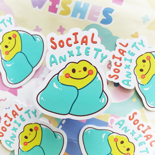 Social Anxiety Frog Vinyl Sticker