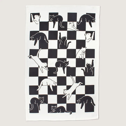 Checker Cat Tea Towel