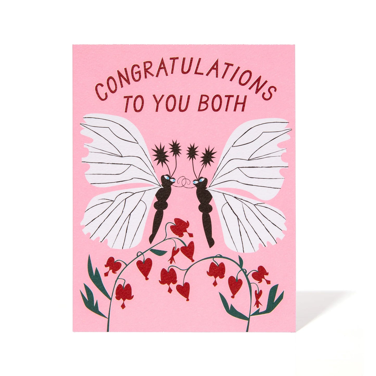 A Pair of Kissing Moths Congratulations Card