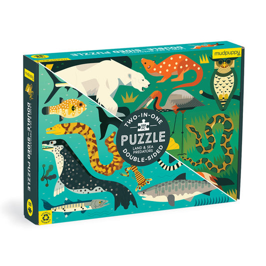Land &amp; Sea Predators 100 Piece Double-Sided Puzzle
