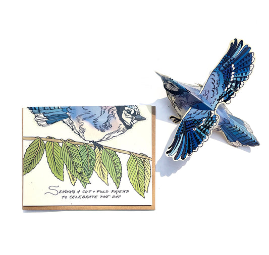 Cut and Fold Craft Card - Blue Jay