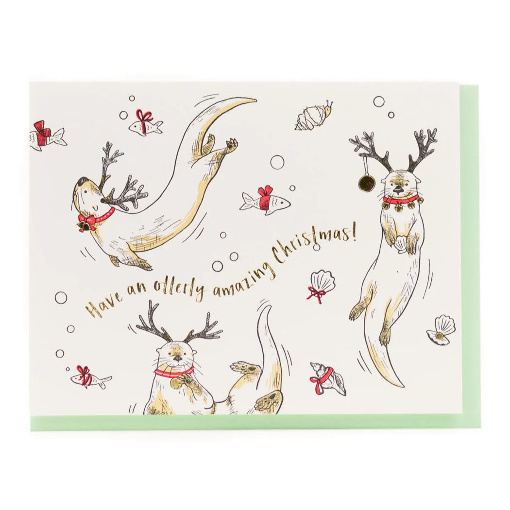 Holiday Otters Greeting Card