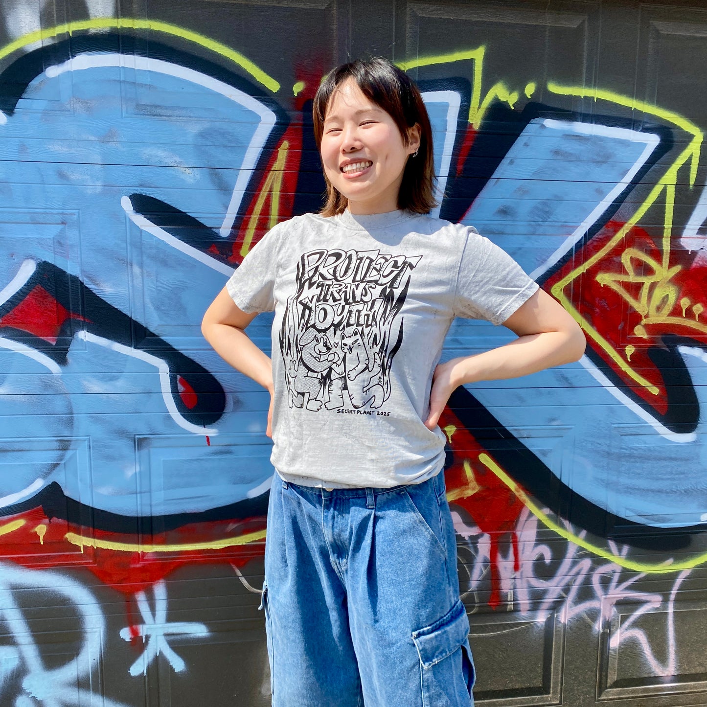 Protect Trans Youth Stone Wash Tee