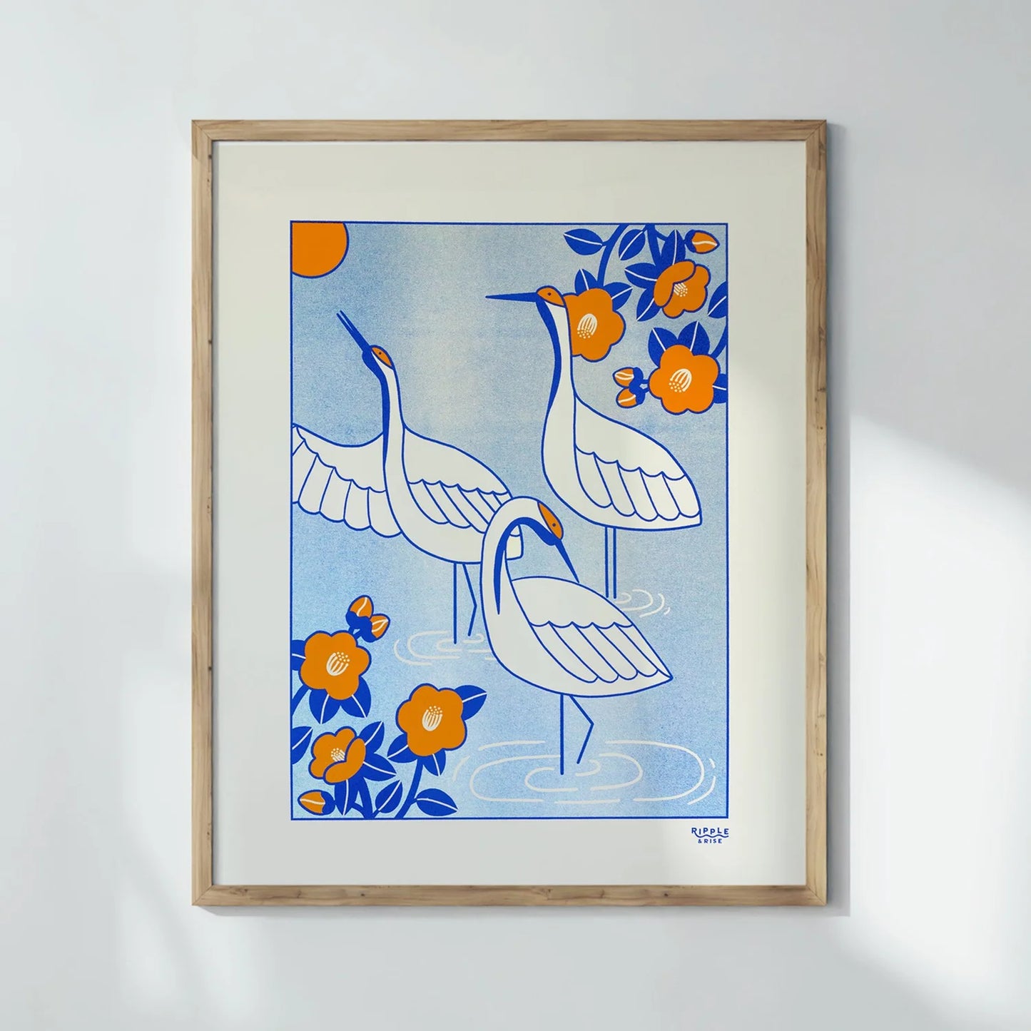 Kazoku Cranes Risograph Print