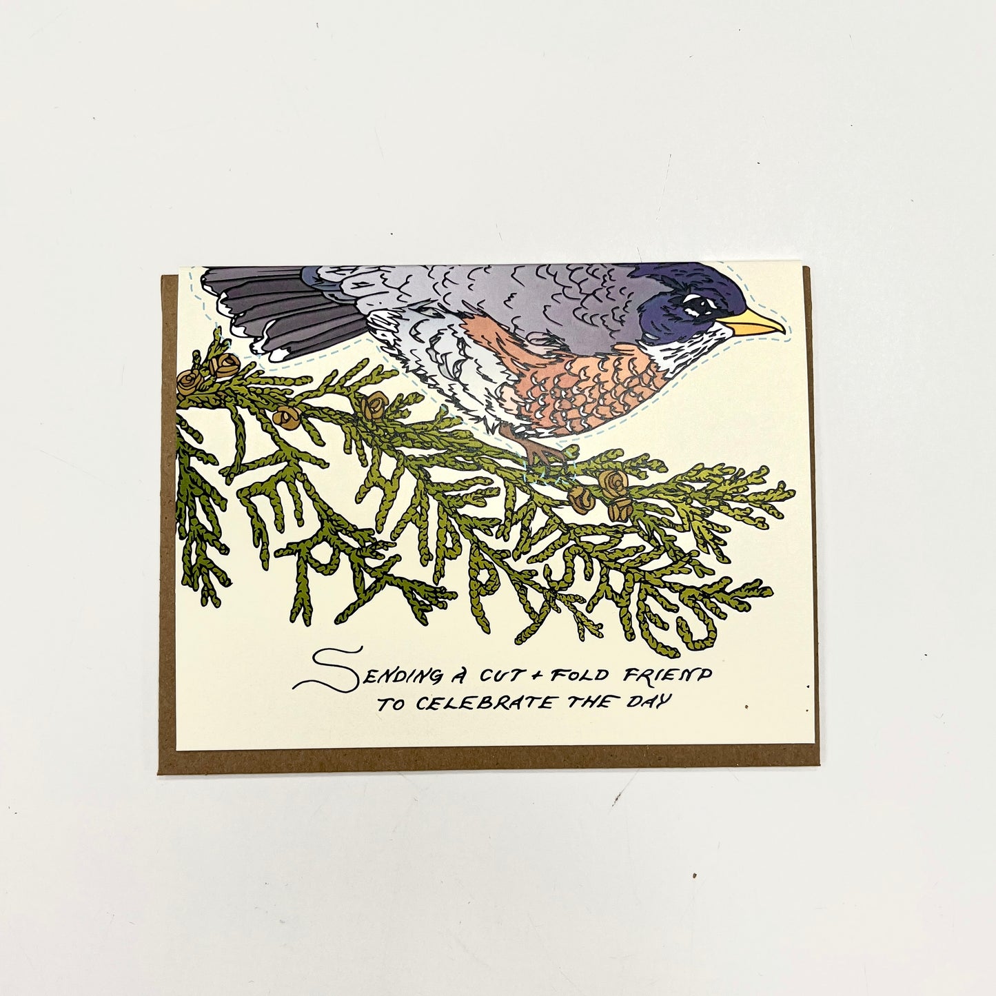 Cut and Fold Craft Card - Robin