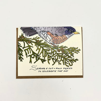Cut and Fold Craft Card - Robin