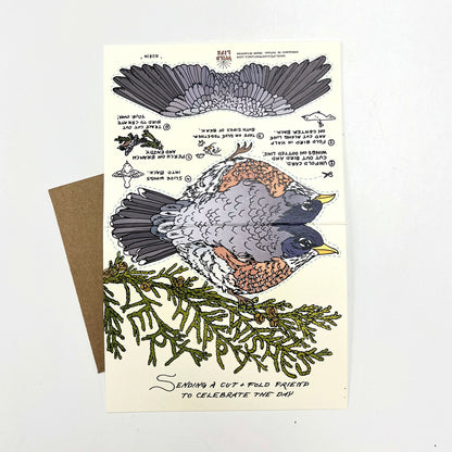 Cut and Fold Craft Card - Robin