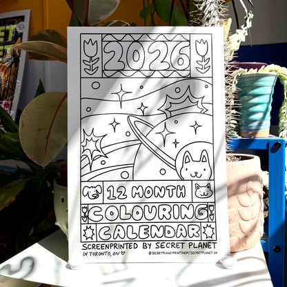 2026 - 12 Month Colouring Calendar