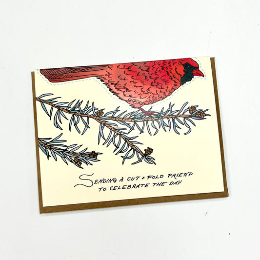 Cut and Fold Craft Card - Cardinal
