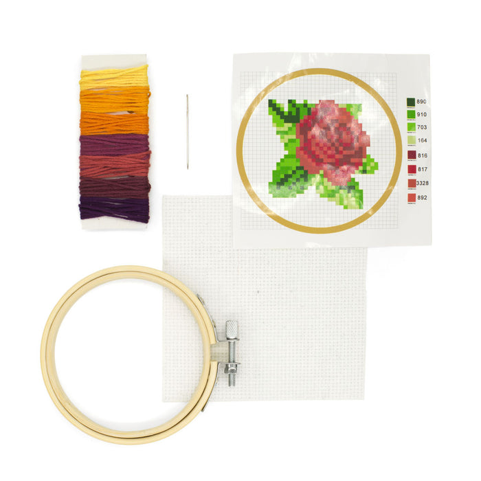 Rose Mini Cross Stitch Embroidery Kit