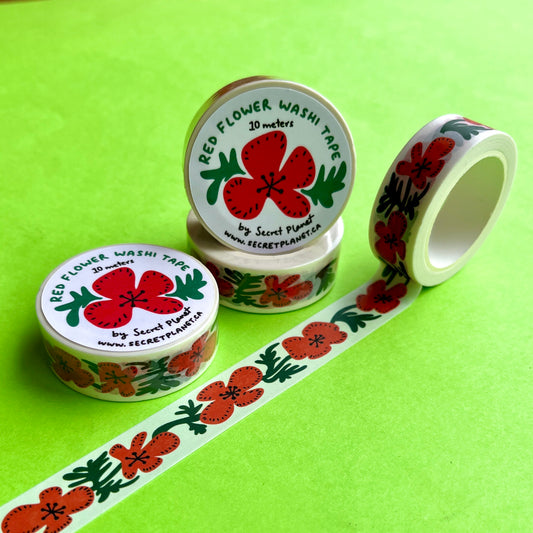 Red Flower Washi Tape
