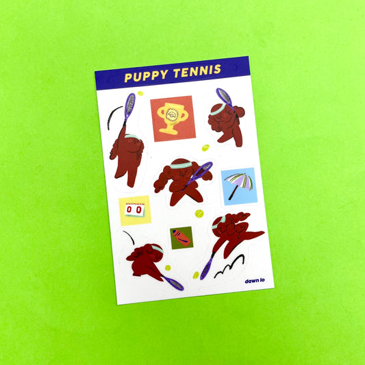 Puppy Tennis Sticker Sheet