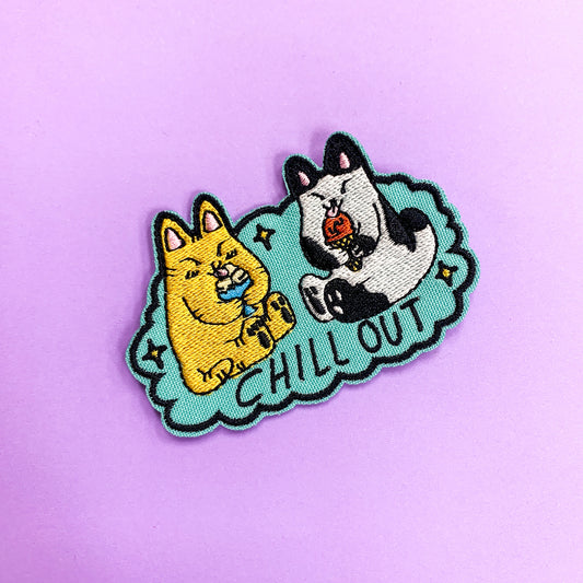 Chill Out Ice Cream Cats Iron-On Patch