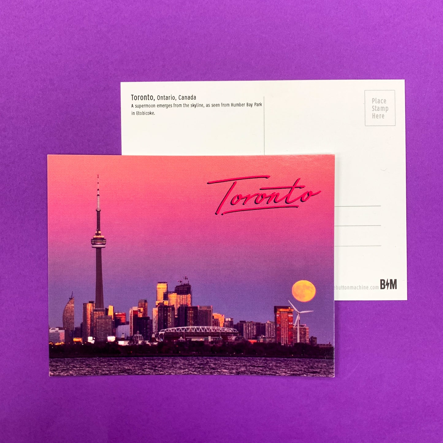 Retro Toronto Skyline Supermoon Postcard