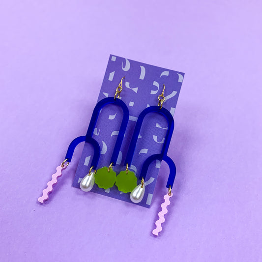 Large Arch Earrings - Cobalt