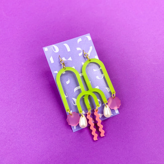 Large Arch Earrings - Chartreuse