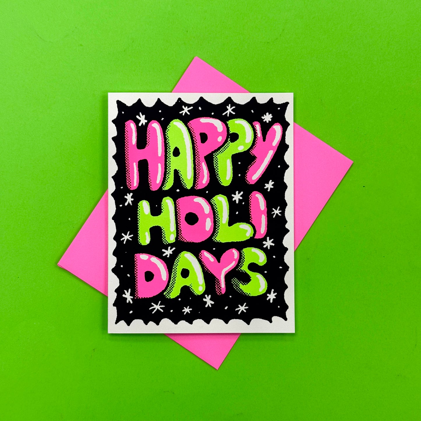 Neon Happy Holidays Greeting Card