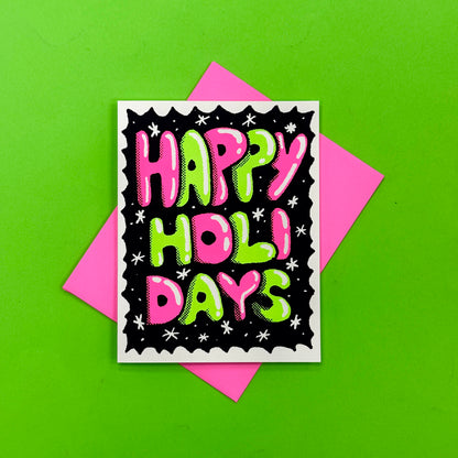 Neon Happy Holidays Greeting Card