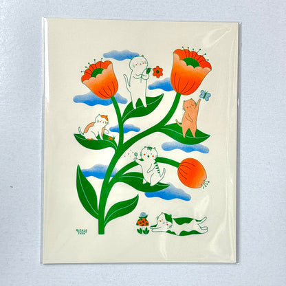 Curious Little Cats Risograph Print