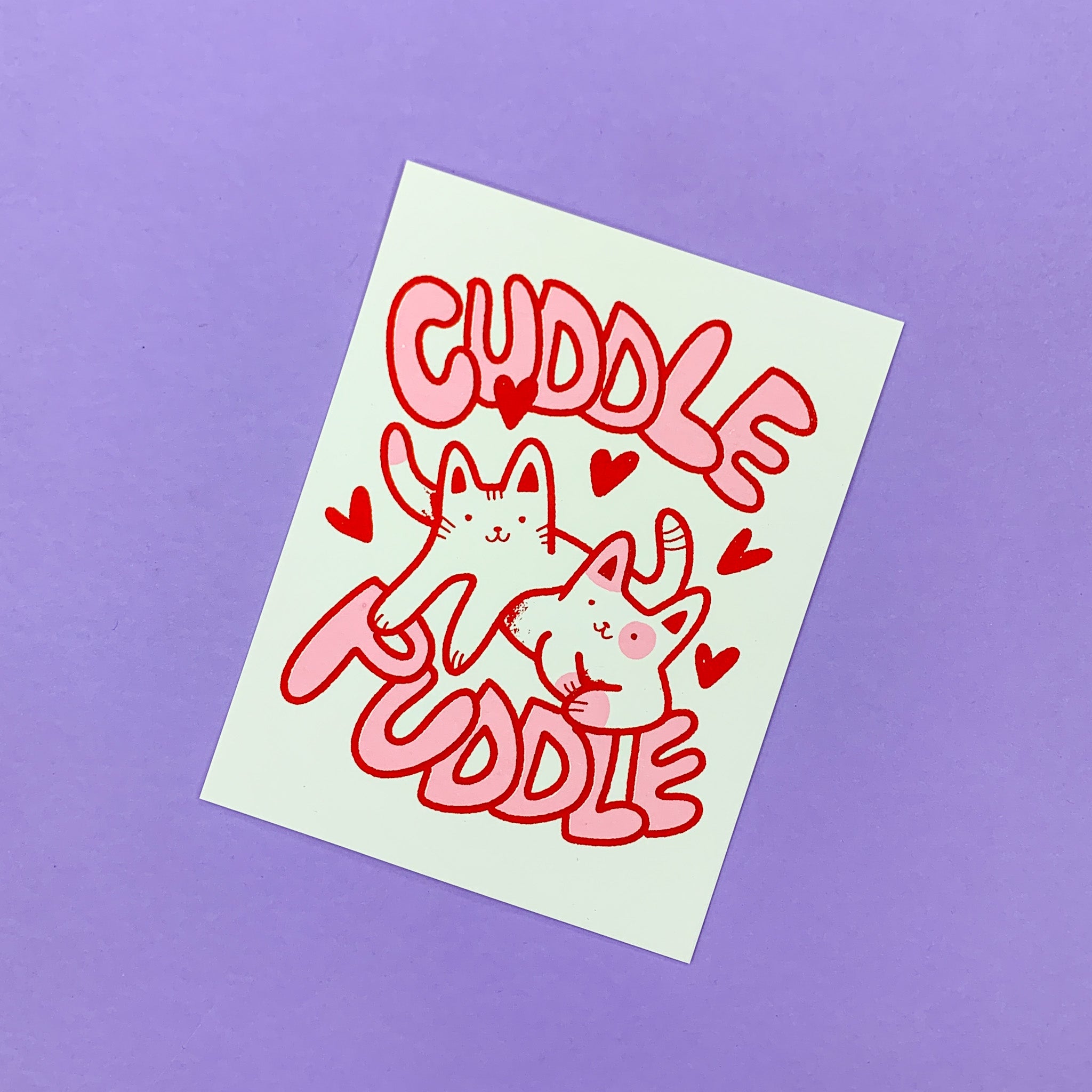 Cuddle Puddle Valentines Card – Secret Planet Print Shop
