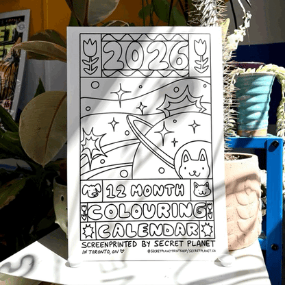 2026 - 12 Month Colouring Calendar
