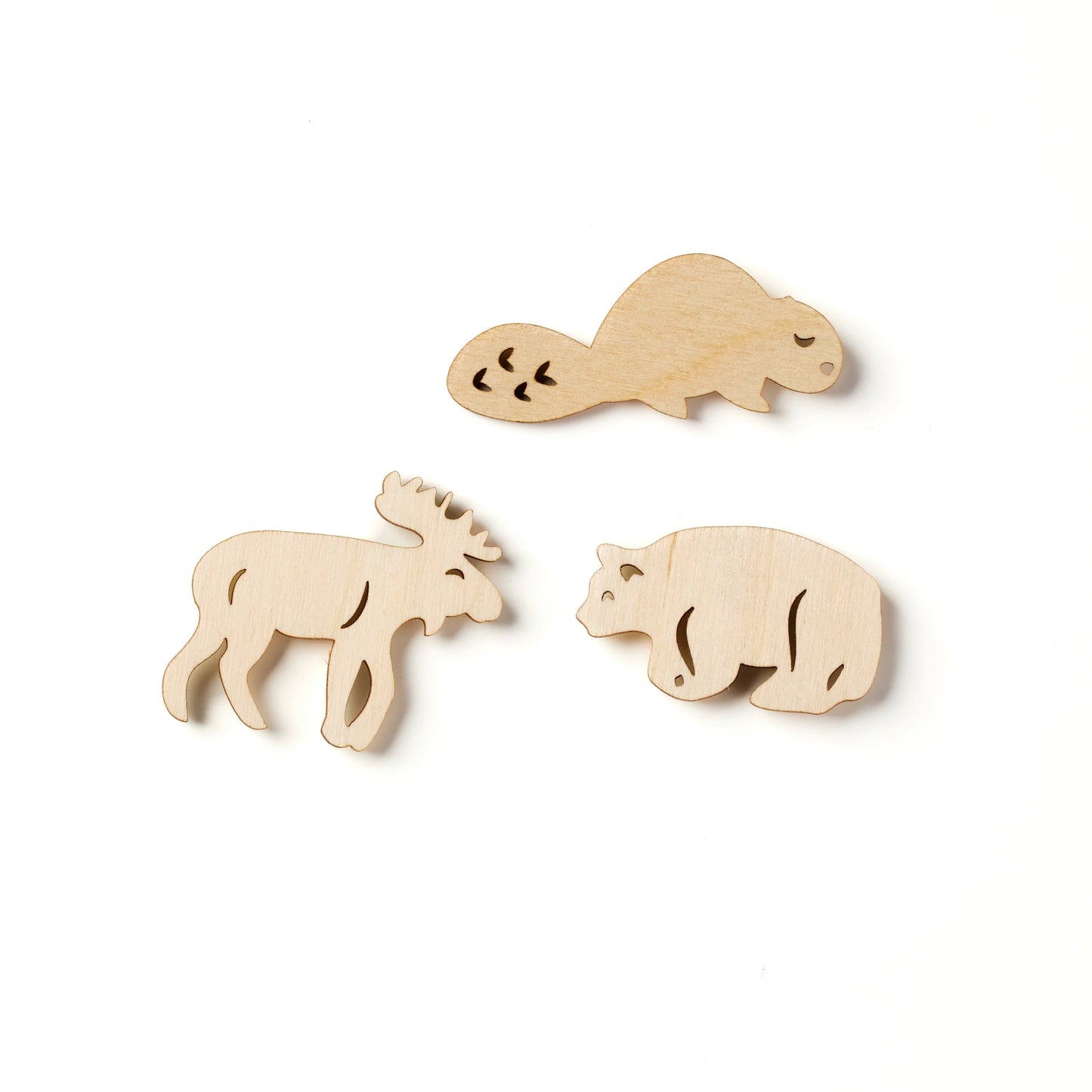 Mini Wooden Canadian Creature Magnets- Beaver, Moose, Bear