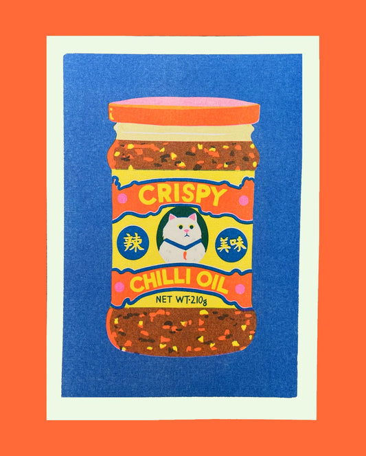 Crispy Chilli Oil Mini Risograph Print