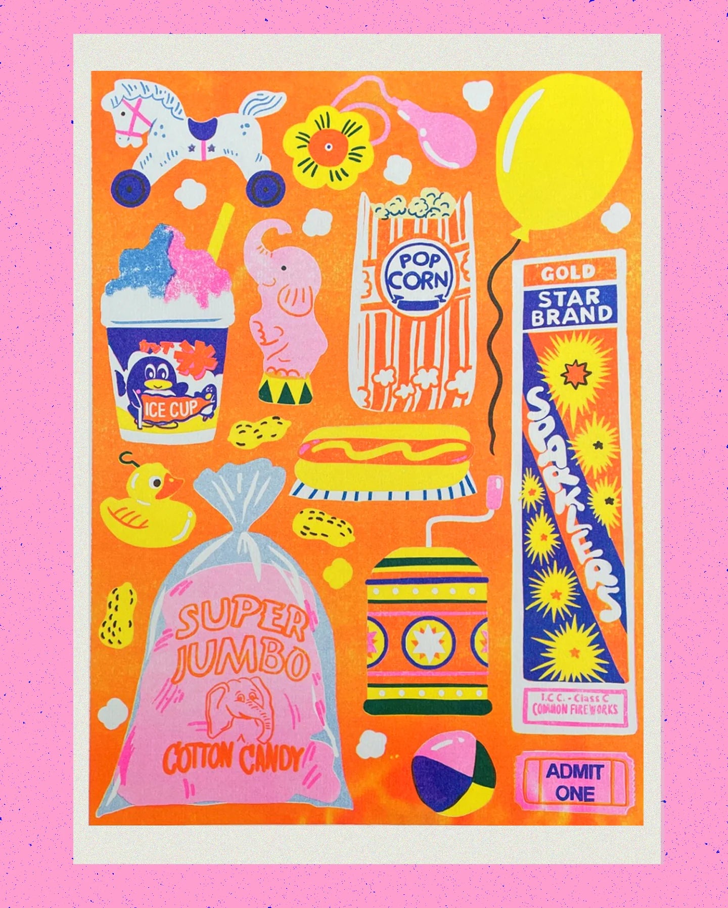 Funfair Risograph Print
