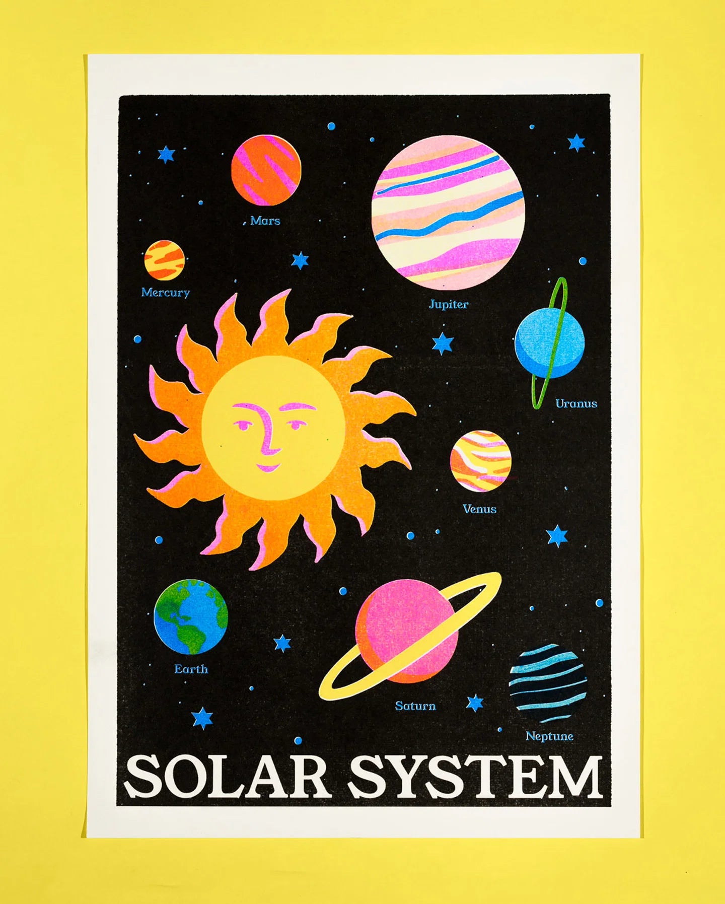 Solar System Risograph Print