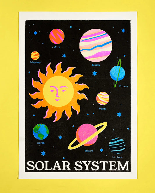 Solar System Risograph Print