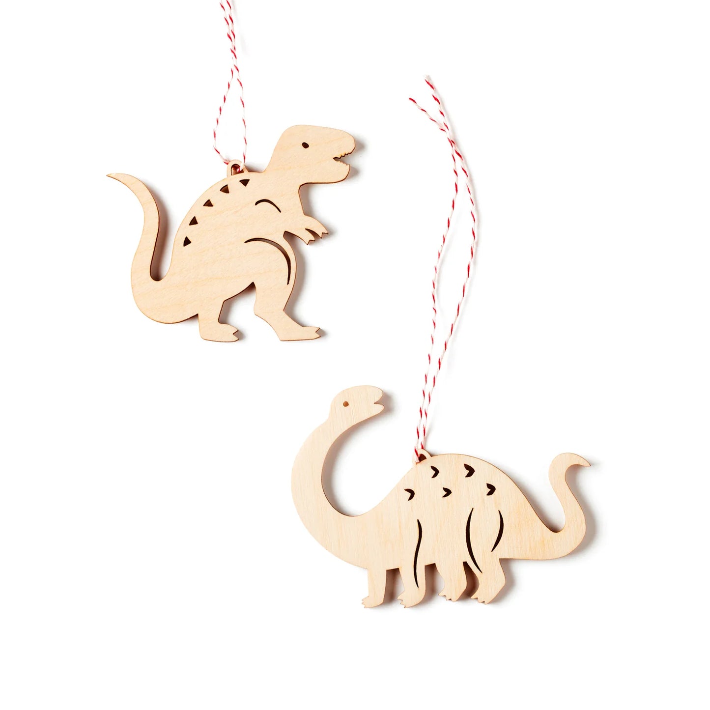Dinosaur T-Rex and Brontosaurus Ornaments