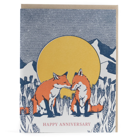 Anniversary Foxes in Love Greeting Card