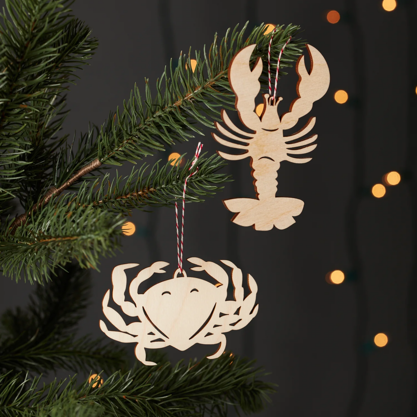 Crab and Lobster Ornament Set