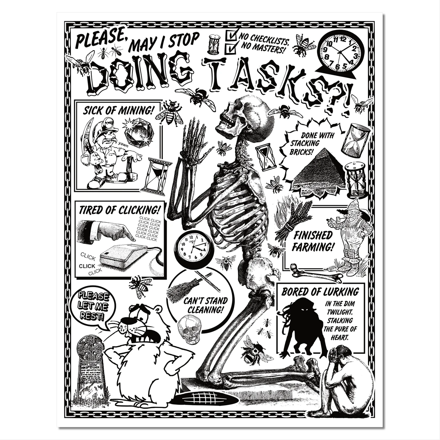 Doing Tasks Risograph Print