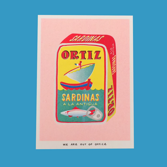 A Risograph Print of A Can Full of Sardines