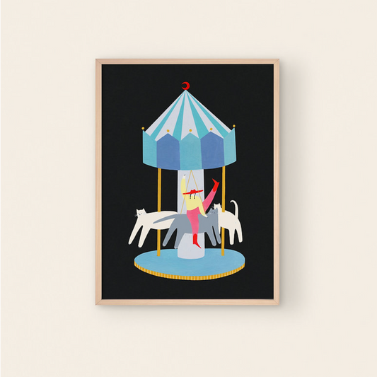 Cat Carousel Art Print