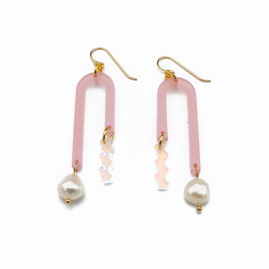 Arch Earrings - Frost Pink