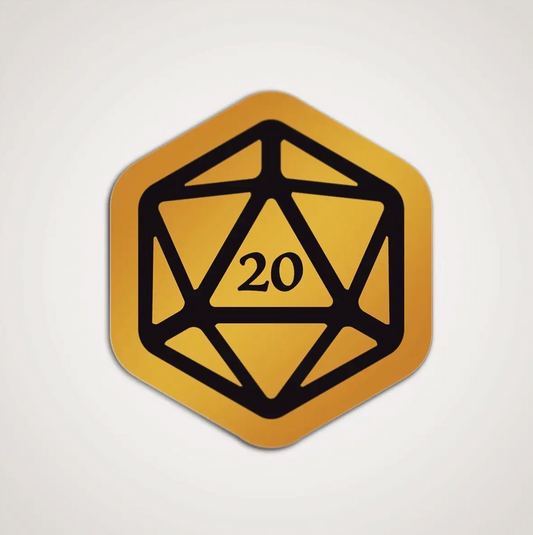 Critical Hit D20 Metallic Gold Sticker