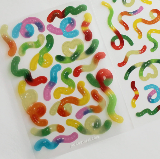 Light Gummy Worm Sticker Sheet