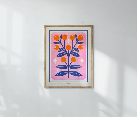 Winter Berries Risograph Print