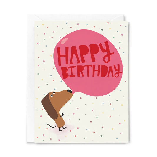 Happy Birthday Bubble Gum Dachshund Greeting Card
