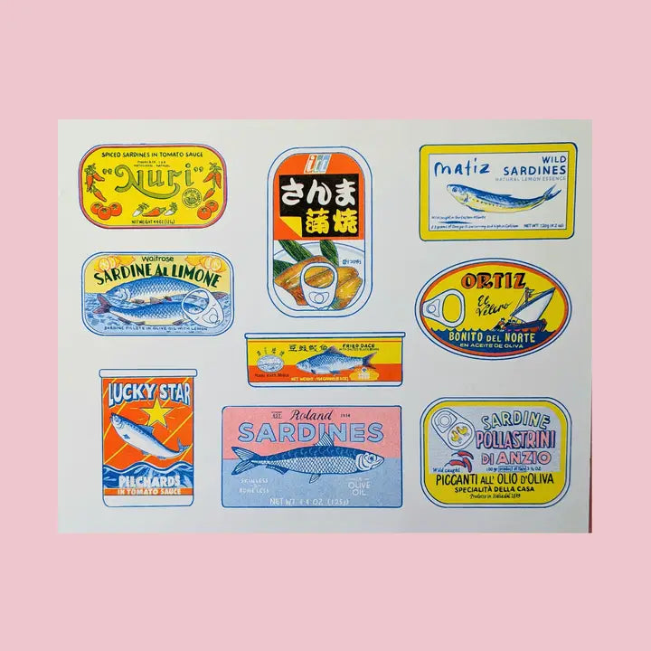 Tinned Fish Egg Risograph Print