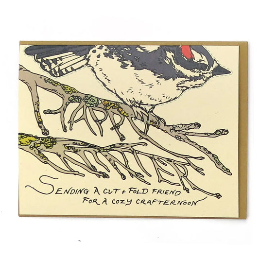 Cut and Fold Craft Card - Woodpecker