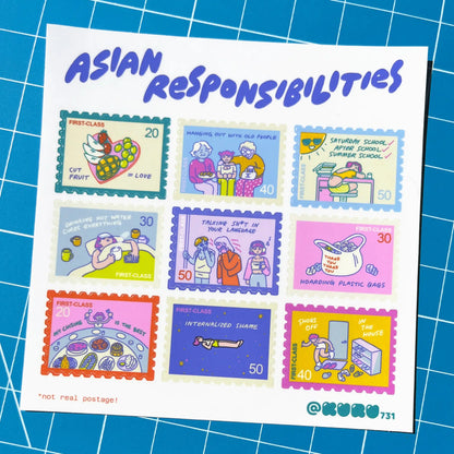 Asian Responsibilities Stamp Sticker Sheet