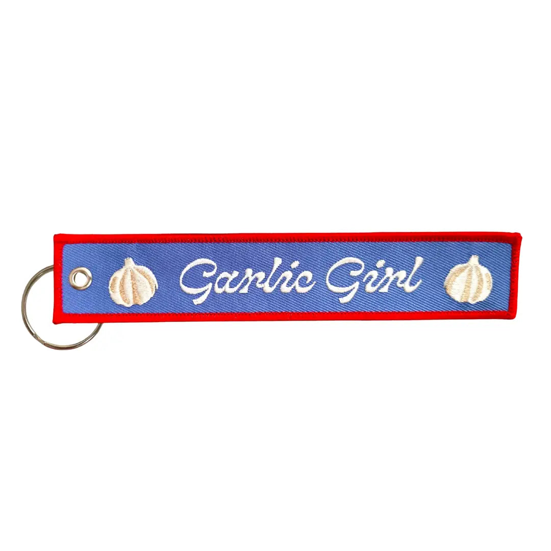 Garlic Girl Embroidered Keychain