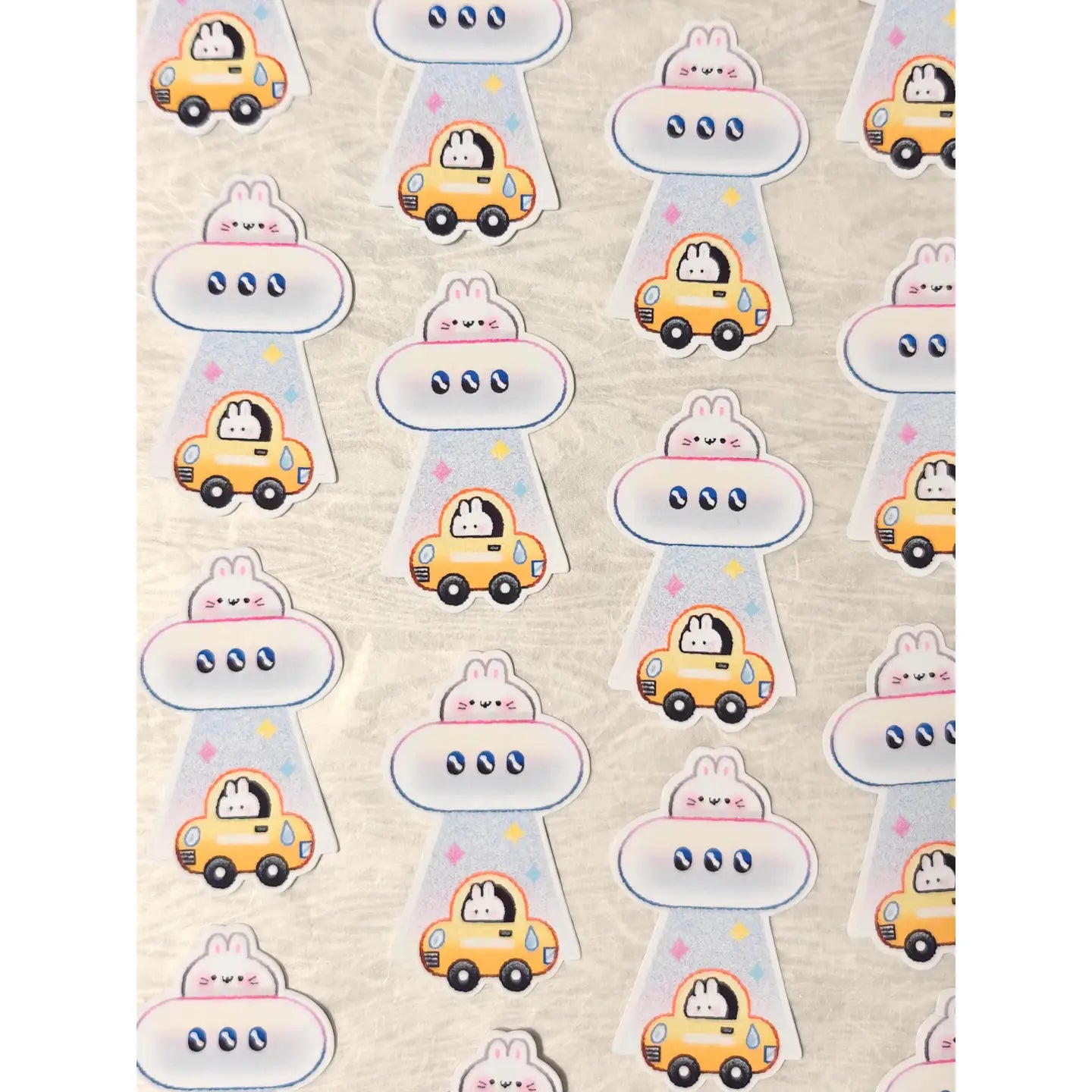 Holographic Ufo Bunny Abduction Vinyl Sticker