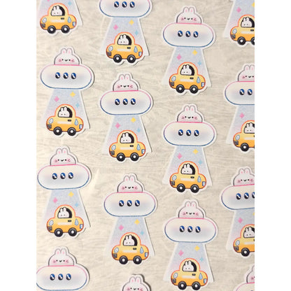Holographic Ufo Bunny Abduction Vinyl Sticker