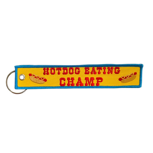 Hotdog Champ Embroidered Keychain
